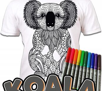 Koszulka KOALA MANDALA T-shirt do kolorowania + 10 markery 9-11 lat Koala 9-11