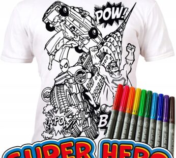 SUPERBOHATER 7-8 lat Koszulka do malowania dla dzieci Super Hero age 7-8