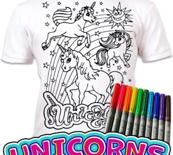 Koszulka do malowania JEDNOROŻCE + zmywalne markery 7-8 lat Unicorns age 7-8
