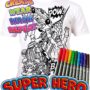 Koszulka SUPERBOHATER T-shirt do kolorowania + 10 markery 9-11 lat Super Hero 9-11