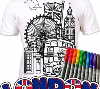 Koszulka LONDYN T-shirt do kolorowania + 10 markery 9-11 lat London 9-11