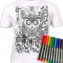 Koszulka SOWA MANDALA T-shirt do kolorowania + 10 markery 9-11 lat Owl age 9-11lat