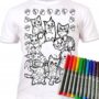 KOTY KOTKI 7-8 lat KOSZULKA DO MALOWANIA T-shirt +10 zmywalne markery Cats age 7-8
