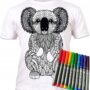 MIŚ KOALA 7-8 lat KOSZULKA DO MALOWANIA T-shirt + 10 zmywalne markery Koala 7-8