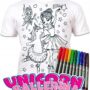 Koszulka JEDNOROŻEC I BALERINA T-shirt do kolorowania + 10 markery 9-11 lat Unicorn Ballerina 9-11