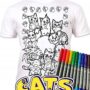 Koszulka KOTY KOTKI T-shirt do kolorowania + 10 markery Cats age 9-11