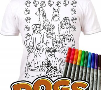 PSY 5-6 lat KOSZULKA DO MALOWANIA T-shirt+10 zmywalne markery Dogs age 5-6