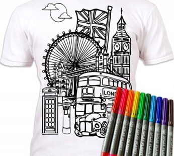 LONDYN 7-8 lat Koszulka do malowania T-shirt +10 zmywalne markery London age 7-8