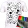 Koszulka KOSMOS T-shirt do kolorowania + 10 markery 5-6 lat Space age 5-6