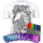 Koszulka JEDNOROŻEC MANDALA T-shirt do kolorowania + 10 markery 7-8 lat Unicorn Mandala age 7-8