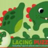 Puzzle i Sznurowadła DINOZAUR zabawa edukacyjna, zręcznościowa, montessori (3+) 8711851100079-PU100