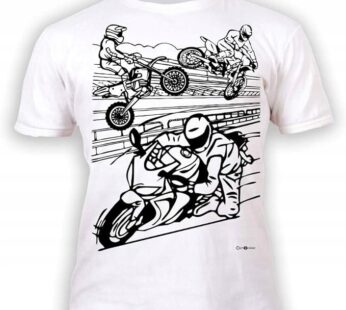 Koszulka MOTOCYKLE T-shirt do kolorowania + 10 markery 7-8 lat Motorbikes age 7-8