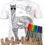 Koszulka LAMA T-shirt do kolorowania + 10 markery 9-11 lat Llama age 9-11