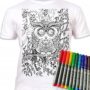 SOWA 5-6 lat KOSZULKA DO MALOWANIA T-shirt +10 zmywalne markery