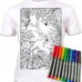 FLAMING FLAMINGI KOSZULKA T-shirt DO MALOWANIA + zmywalne markery 7-8 lat