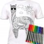 LAMA KOSZULKA T-shirt DO MALOWANIA + 10 zmywalne markery 5-6 lat