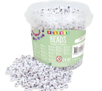 Koraliki literki alfabet płaskie okrągłe do DIY w pojemniku Ø7mm 2500szt