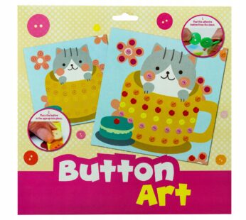 Sztuka Guzików KOTEK W FILIŻANCE zrób swój obrazek z guzików DIY