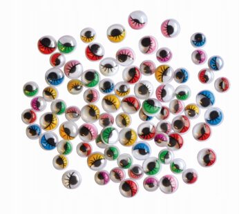 Ruchome oczy z rzęsami KOLOROWE 140 szt – 7,10,12,15 mm
