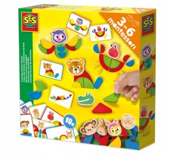 Montessori – Tworzenie zwierzątek z kształtów z drewna SES Creative 14063 3+