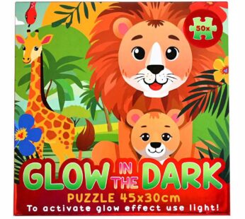 Świecące w Ciemności Puzzle ZWIERZĘTA DŻUNGLA SAFARI 45×30cm 50 elementów
