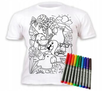 Koszulka do Malowania KAPIBARA T-shirt + 10 zmywalne markery 5-6 lat
