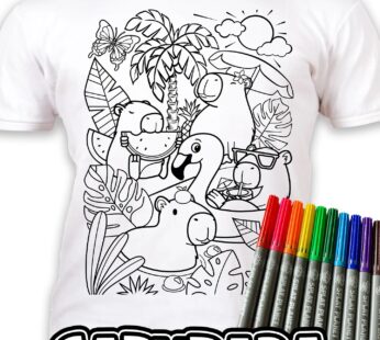 Koszulka do Malowania KAPIBARA T-shirt + 10 zmywalne markery 9-11 lat